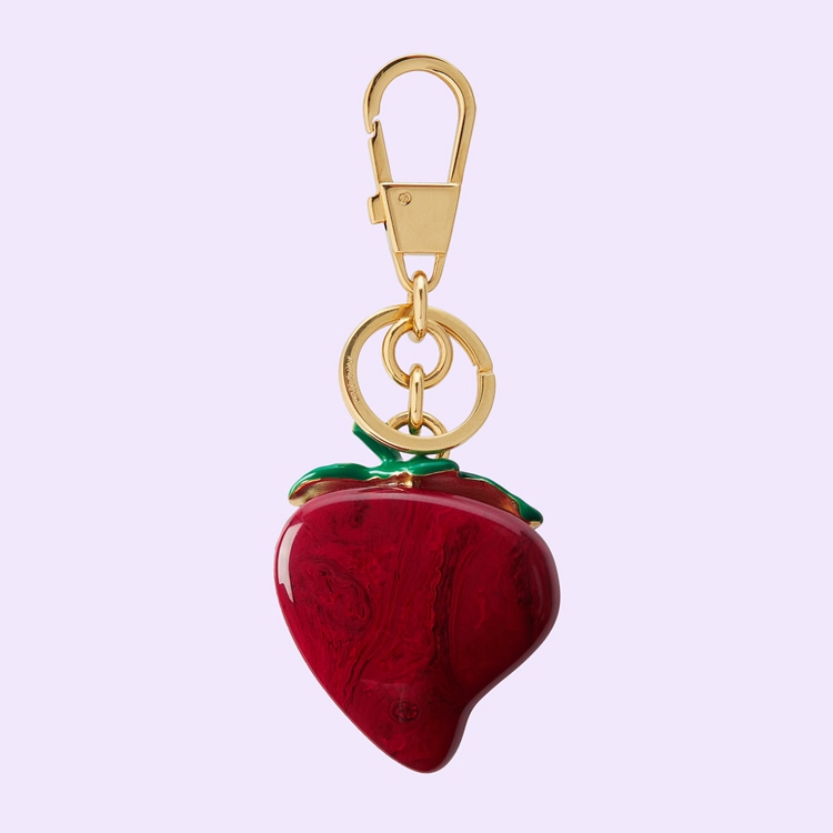 728604.9AABK.8766.002.100.0000.Light Gucci bee strawberry shaped keychain